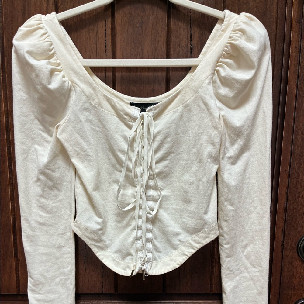 House of Harlow 1960 Cream Lace-Up Top